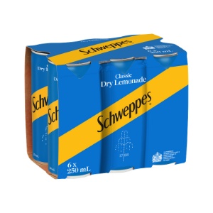 Picture of Schweppes Dry Lemonade 6pack Cans 250ml
